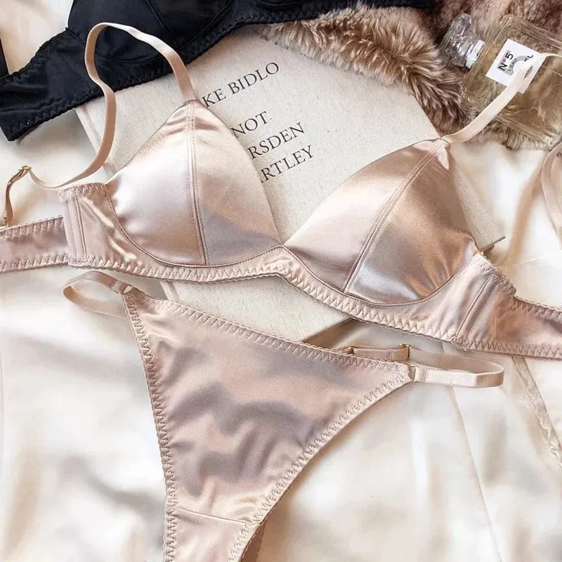Women Sexy Lingerie Hot Underwear Triangular Cup Bra Set Small Chest Top Support Bra Comfortable Push Up Bra Breathable Seamless — image 8