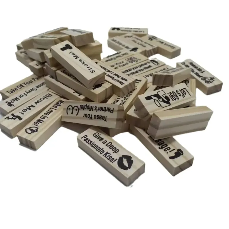48Pcs Wooden Sex Block Tumbling Tower Stacking GamesGame For Adults Sex Toys Valentine For Couples Erotica Party SM Block