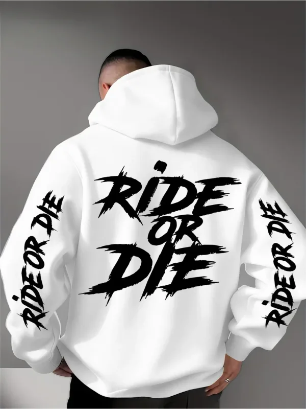 Men's Ride Or Die Hoodie Biker Motorcycle Graphic Back Sleeve Print Oversized Pullover Sweatshirt Streetwear Autumn Winter — image 8