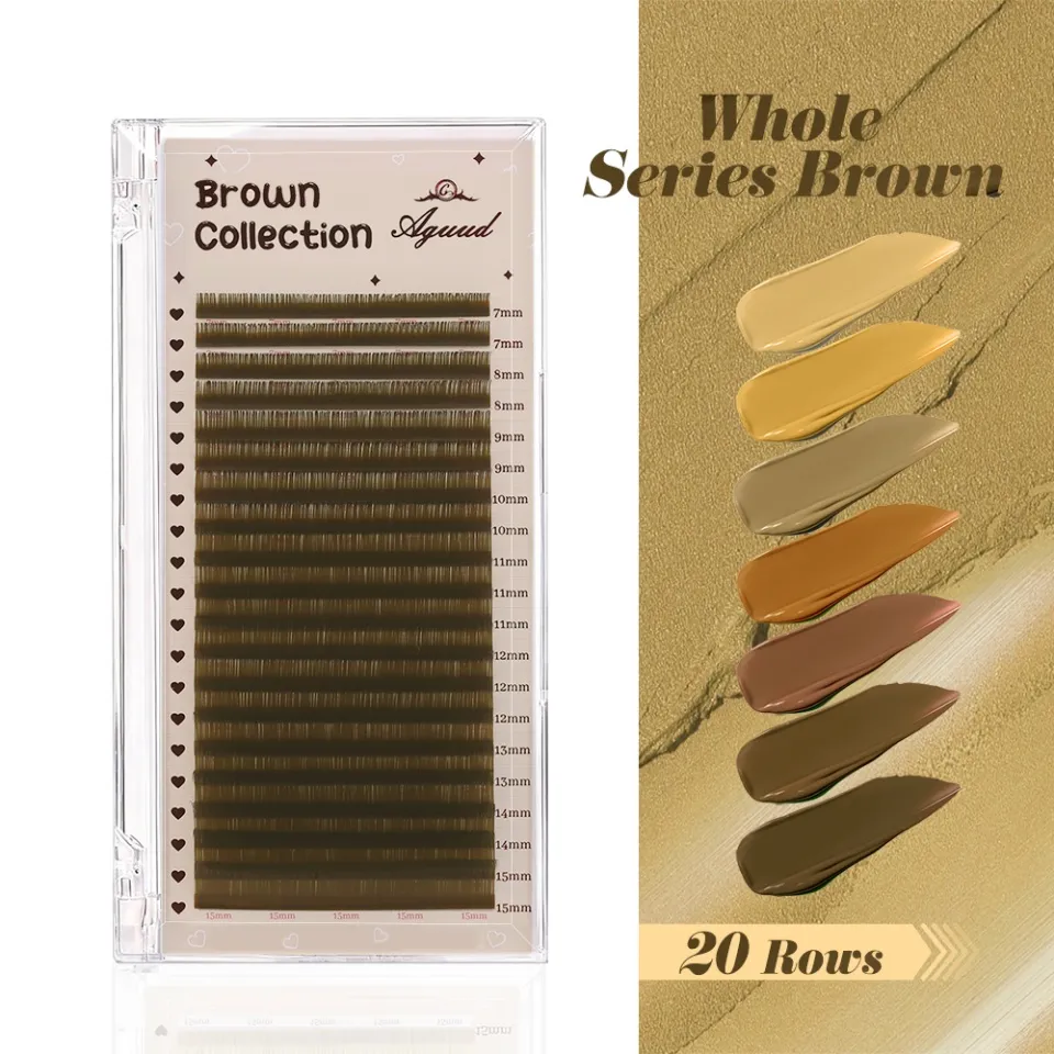 20Rows C CC D Curl Natural Brown Russian Volume Eyelashes 7-15mm Mixed Cashmere Soft Classic Dark Brown Eyelash Extensions — image 6