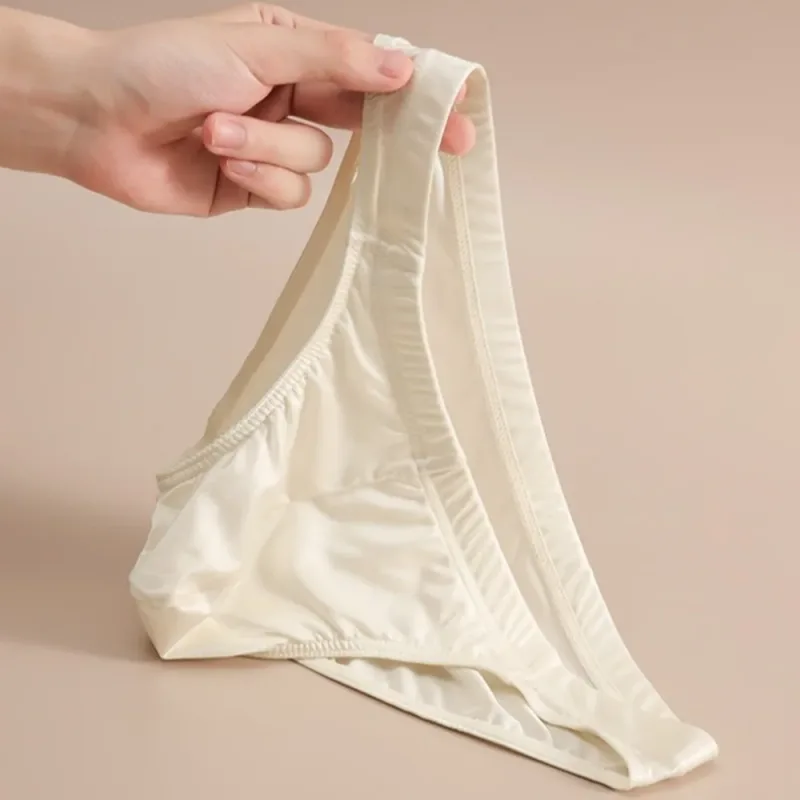 Comfortable Low Waist Men Thin Panties Male Lingerie Simple Men's Underwear Underpants Satin Silk Briefs Gifts — image 8