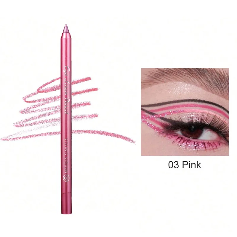 1Pc Waterproof Blue Green Eyeliner Pencil Smudge-Proof Long-Lasting Pearlescent Glitter Eye Liner High Pigmented Punk Eye Makeup — image 12