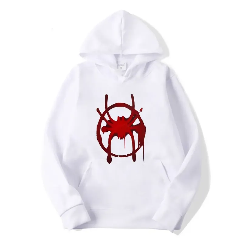 Roupas esportivas casuais masculinas e femininas. Novo moletom preto com capuz. Moletom masculino com estampa de símbolo de aranha Miles Morales. — image 5
