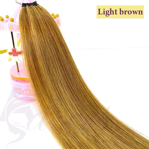 New Double-line Feather Hair Extensions Natural Real Human Hair Microring Hair Extensions Brown Blonde Color Straight — image 10