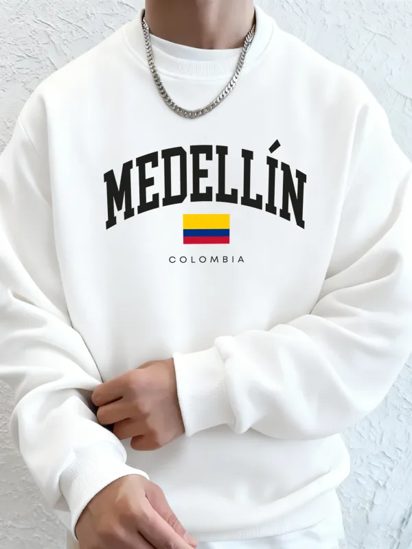 Medellin Colombia Letter And Flag Printed Men'S Hoodies Comfortable Fleece Sweatshirts Soft Fashion Tops Street Warm Clothes — image 14