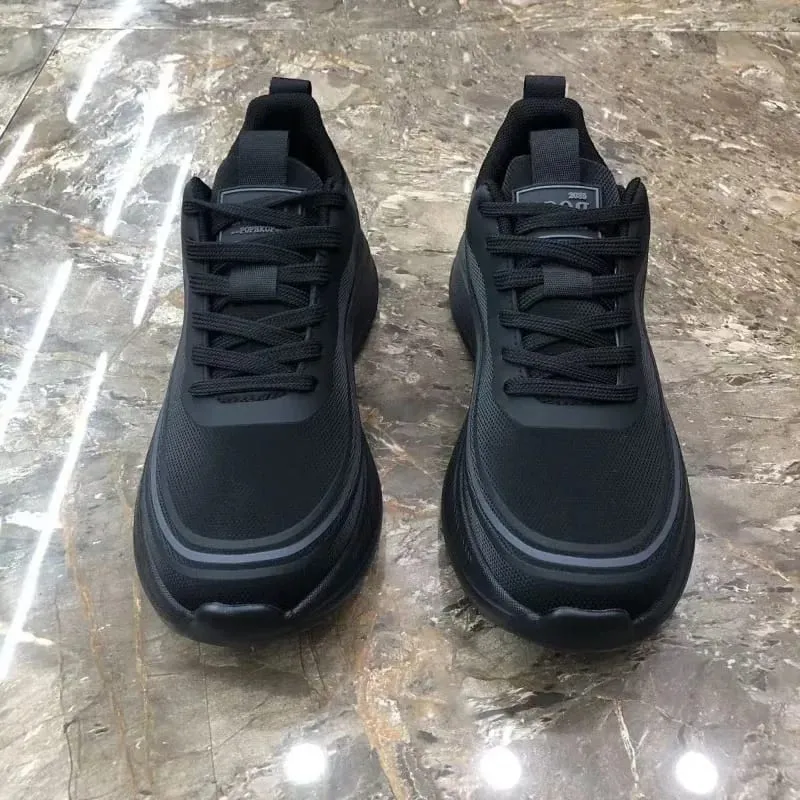 Men Breathable Mesh Sneakers Lace‑up Thick Platform Sole Lightweight Walking Shoes Outdoor Non‑slip Casual Sports Footwear — image 6