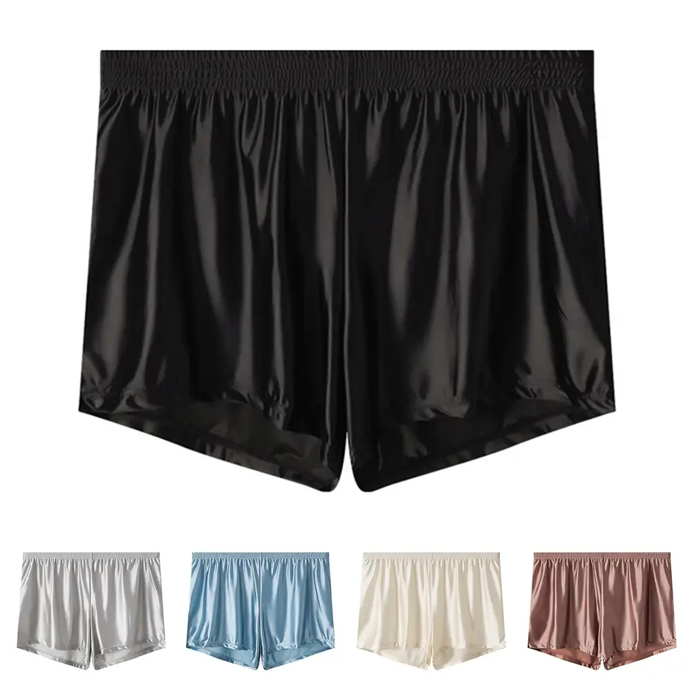 1 pz Uomini di Seta del Ghiaccio Liscia Solido Boxer Mutandine L-3XL di Grandi Dimensioni Allentato Degli Indumenti Da Notte Della Biancheria Intima Tronchi Senza Soluzione di Continuità Comodi Indumenti Da Notte — image 13