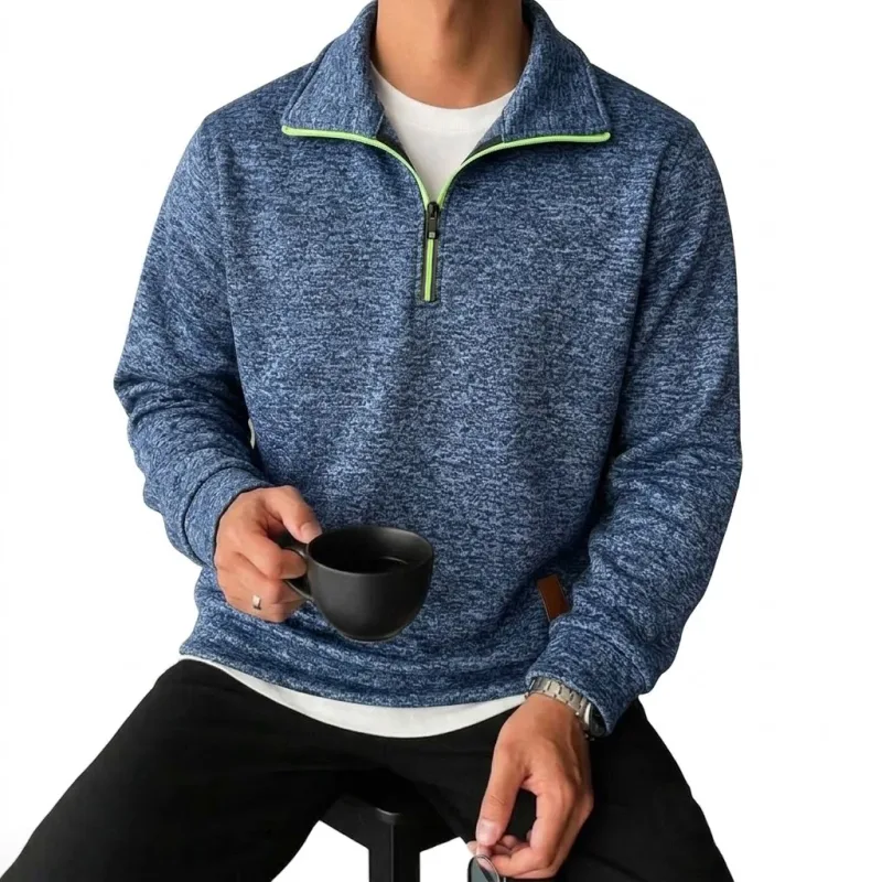 Men's Long Sleeve Half Zipper Sweatshirts Solid Pullover Luxury Zip Up Hoodies Casual Mens Coats Gym Man Quarter Zip Poleron — image 6