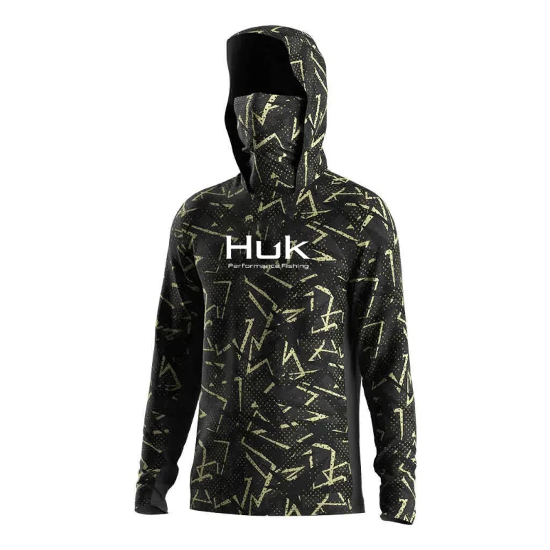 Camisa de pesca moletom com capuz para pesca uv roupas com capuz camisa de pesca roupas masculinas com capuz topo azul-verde — image 7