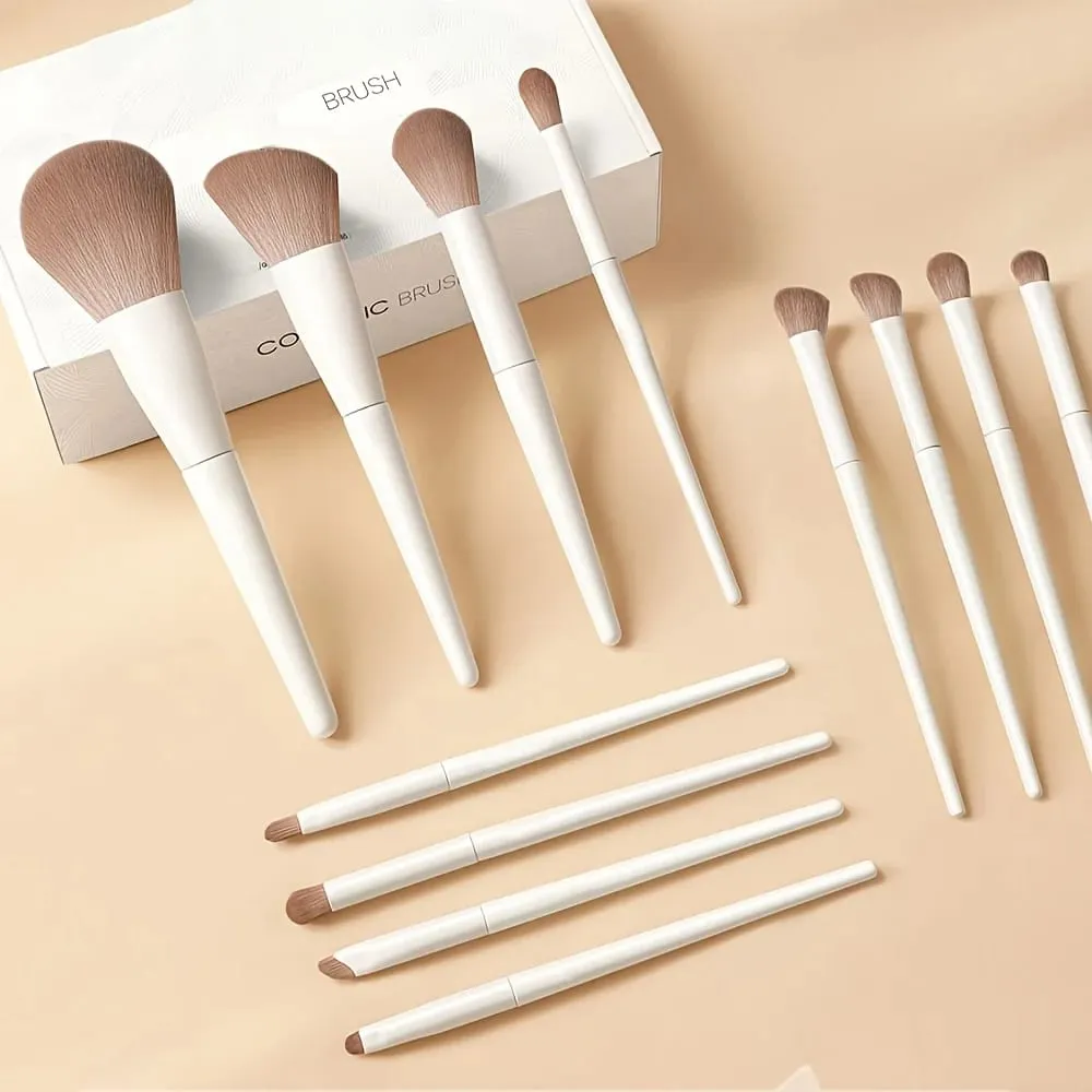 12pcs Professional Makeup Brush Set with Kabuki Brushes & Nylon Bristles - Complete Starter Kit Suitable for Foundation Blush — image 2