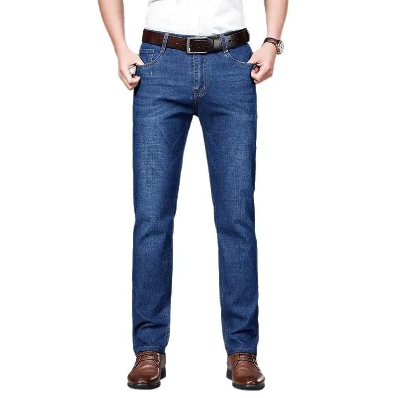 2026 New Business Men's Jeans Casual Straight Stretch Fashion Classic Blue Black Work Denim Pant Trousers Male Clothing — image 6