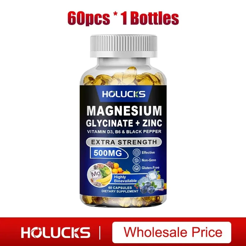 Magnesium Glycinate & Zinc Supplement for Muscle Joint Bone Enzyme & Heart Health Support Immune Relaxation Mood