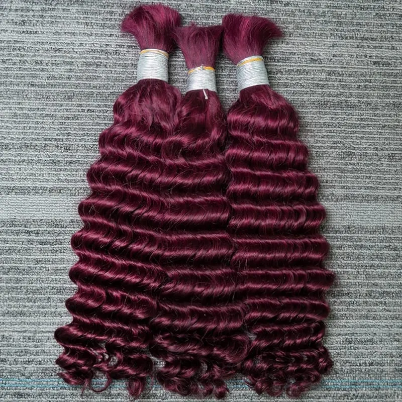 100% Human Hair Deep Wave Bulk Hair No Weft Bundles For Braiding Brazilian Virgin Hair Natural Wave Curly Hair Extensions Remy H