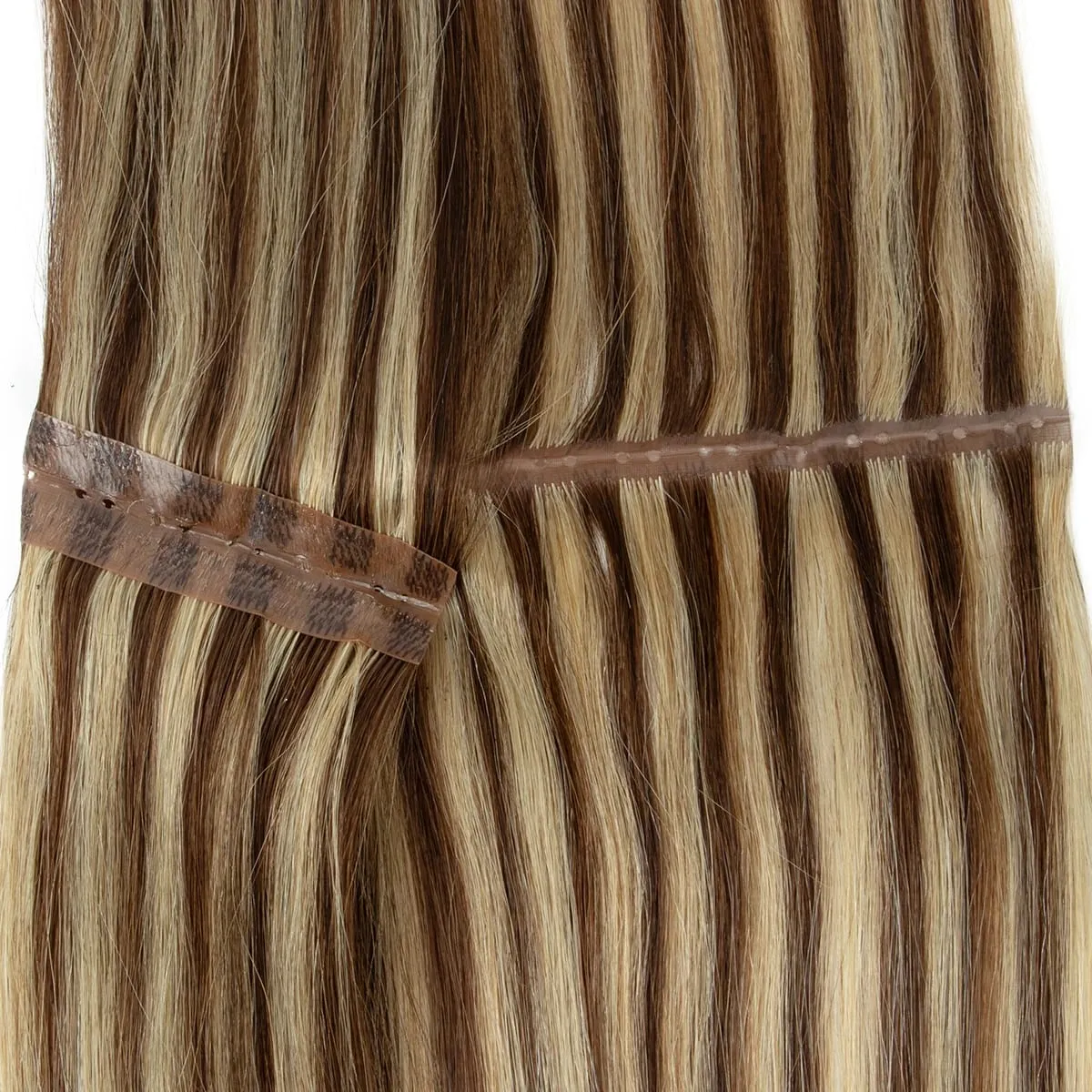 XO Twin Tabs Butterfly Hair Weft Extensions Human Hair Double Injected PU Weft Hole Flat Twin Tabs Real Natural Microlink Hair — image 13