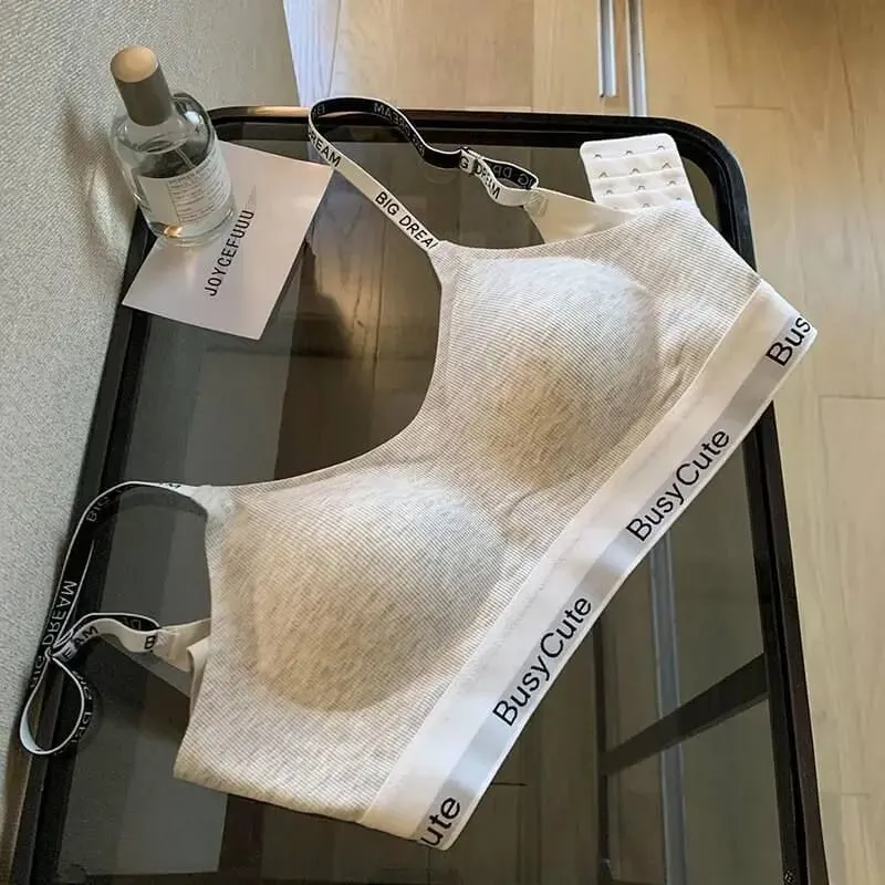 2026 New Letter Seamless Bra Set Wireless Comfort Support Small Bust Lift Anti-Sag Daily Sport Women Lingerie Underwear 32-38ABC — image 10