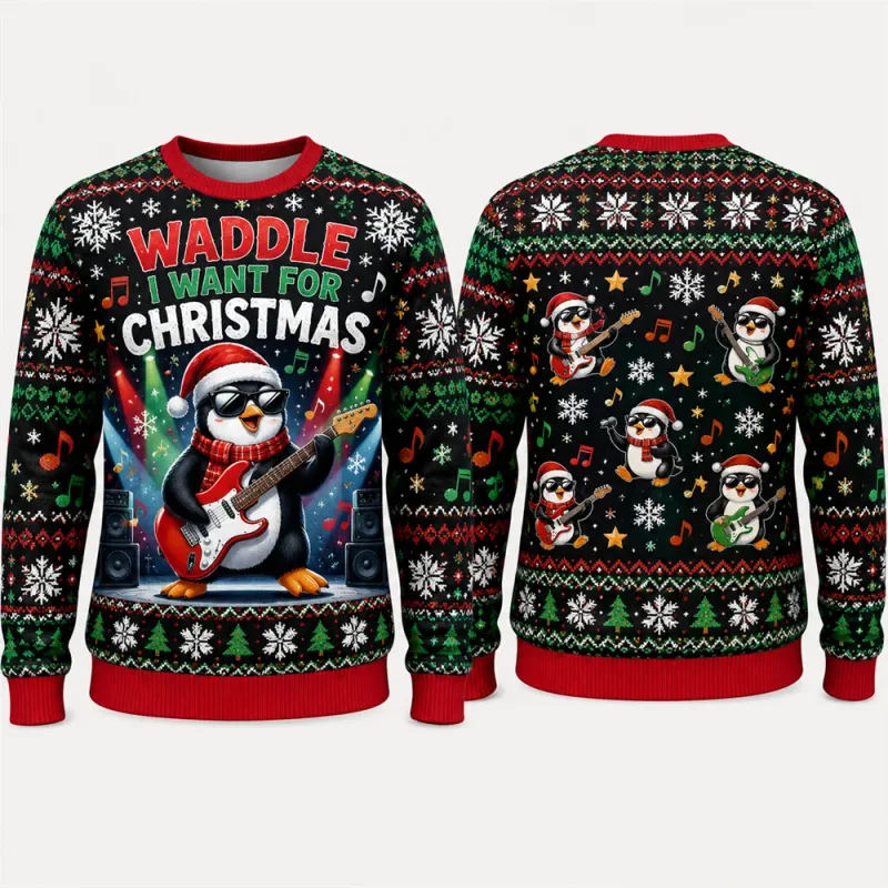 Goaty And Bright Christmas Sweatshirt Funny Goat 3D Printed Crewneck Long Sleeve Unisex Ugly Xmas Sweater Holiday Party Pullover
