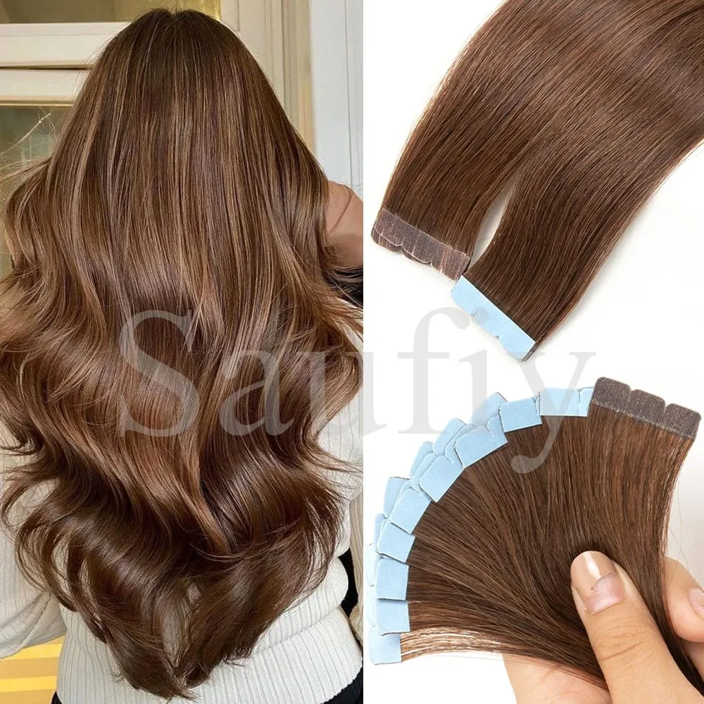 Mini fita loira balayge de 12 a 20 polegadas em extensões de cabelo humano, fita dupla face invisível sem costura em extensões de cabelo — image 10