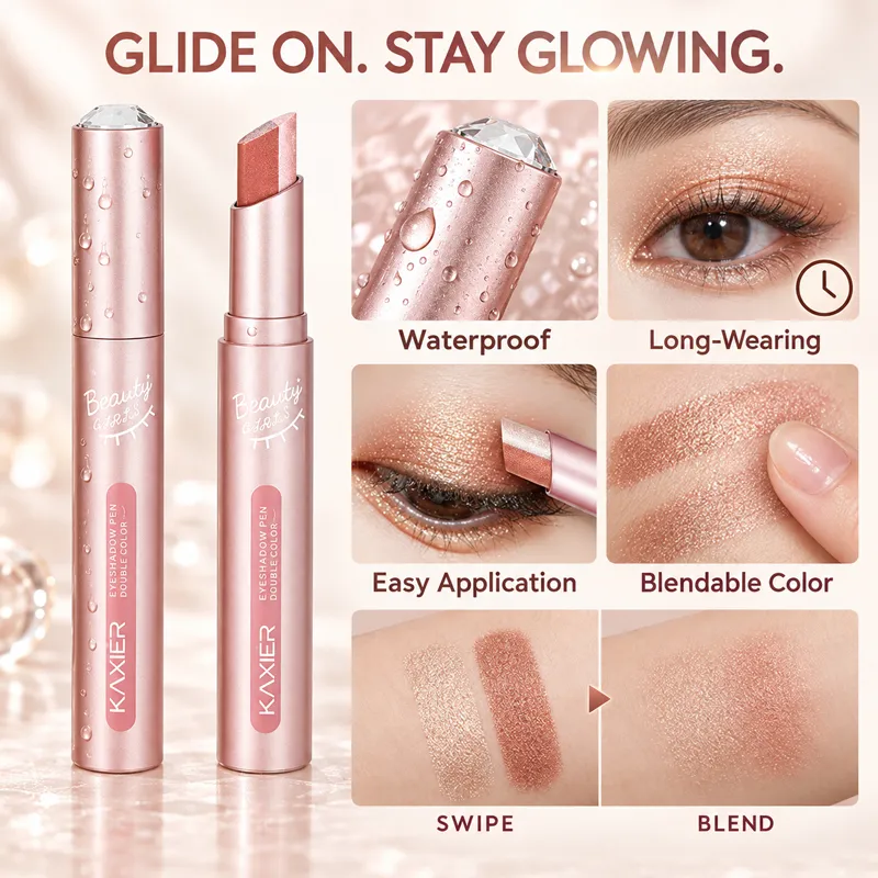 Two Tone Eyeshadow Stick Creamy Shimmer Eye Shadow Blendable Gradient Eye Makeup 6 Shades for Everyday and Party Looks — image 5