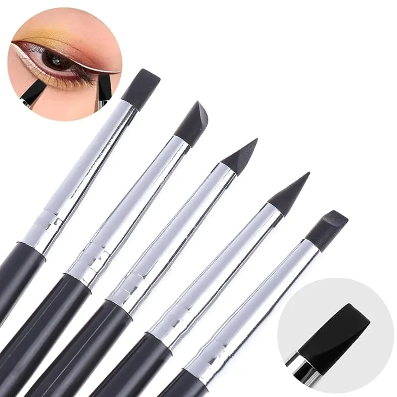 【Black Silicone Eyeliner Brush Multi-purpose Eyebrow Lipstick Brushes Easy To Use Nail Painting Pen Eyes Shaping Makeup】 — image 1