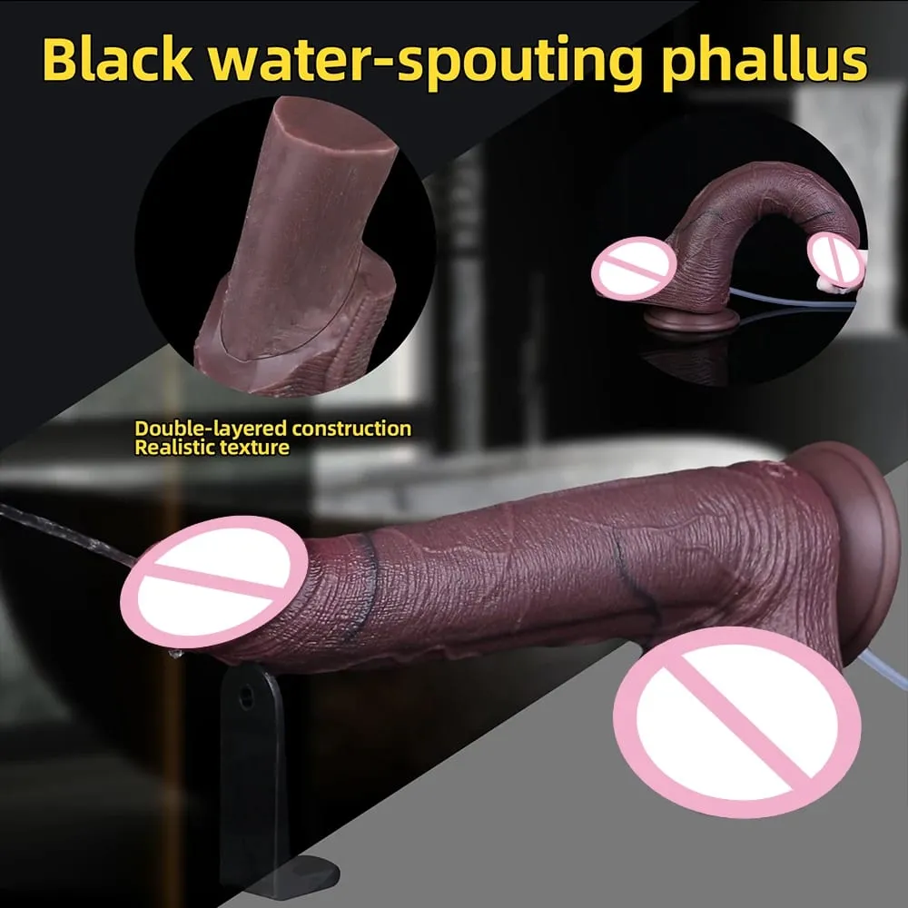 Silicone Lifelike Double Layers Ejaculating Penis Squirting Long Dildo With Sucker Anal Sex Toys Para sa Lalaki Babae Masturbator — image 4