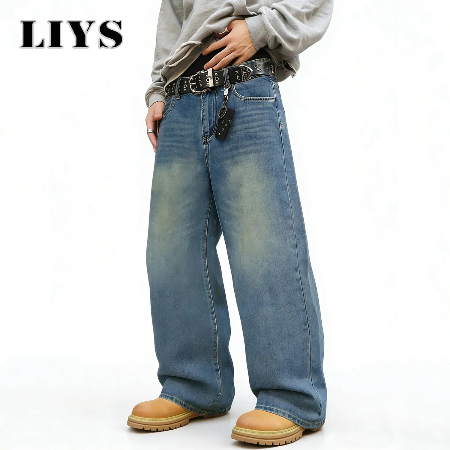 American Retro Men's Women's Ultra Baggy Wide Leg Jeans Four Seasons Street Oversized Fashion Denim Pants Unisex Clothes — image 3