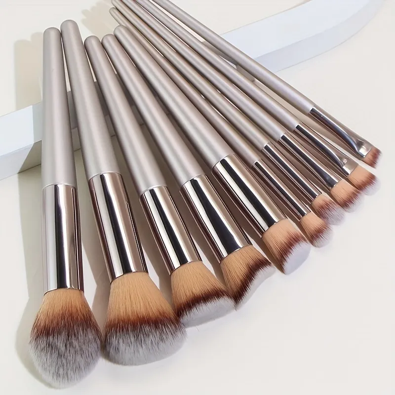 10 Pcs Champagne Gold Makeup Brushes Set Foundation Loose Powder Blush Concealer Eyeshadow Professional Beauty Tool Kit — image 5