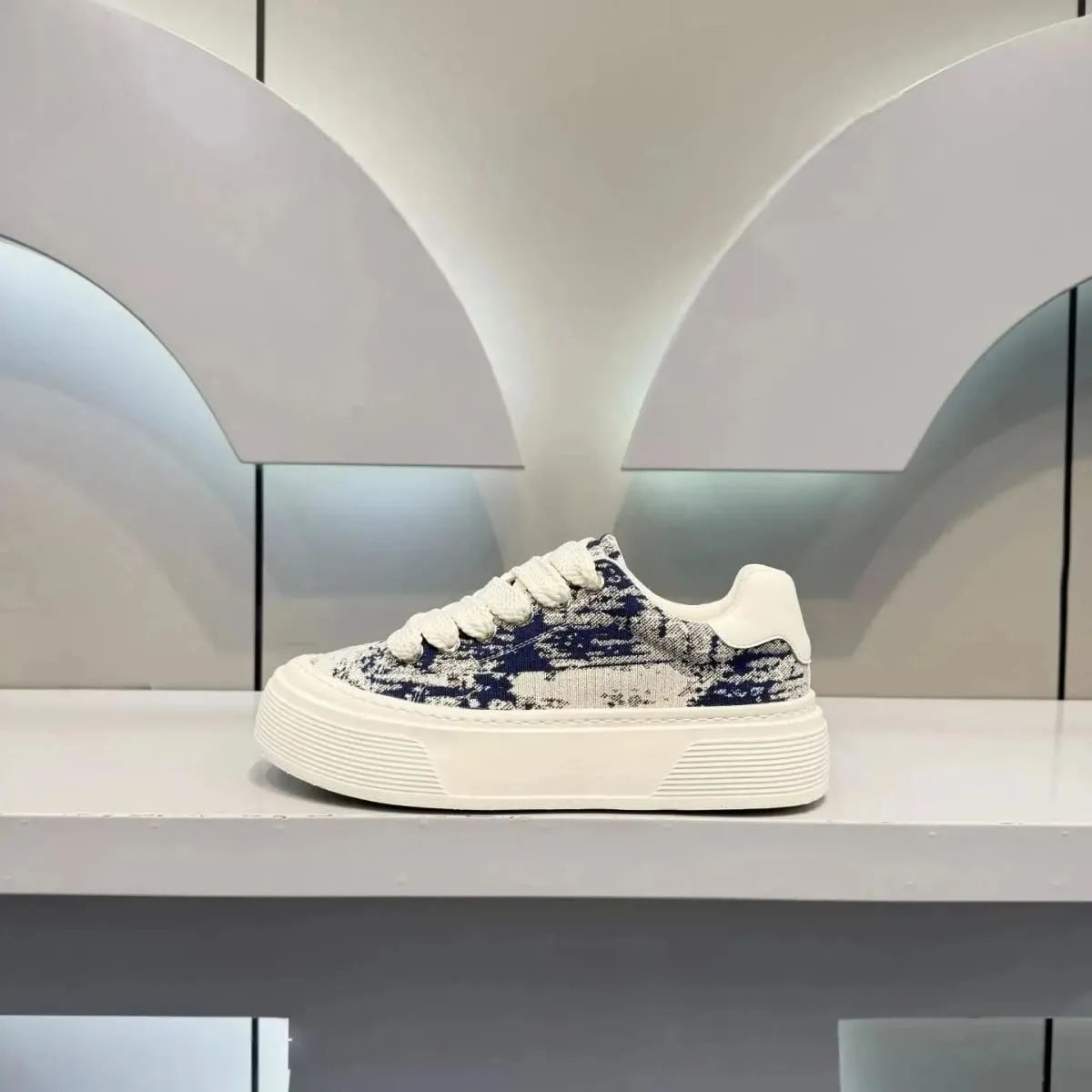 Fashion Men Casual Shoes Spring Summer Chunky Sneakers Woven Fabric Graphic Print Thick Sole Streetwear Daily Footwear