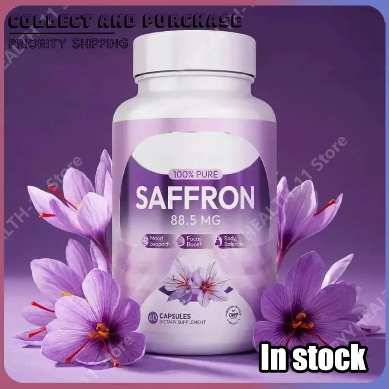 100% Saffron Capsules 88.5mg Crocus Sativus L Flower Extract with Crocin Safranal Natural Plant Extract Daily Health Supplement — image 2