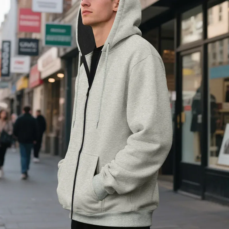 Ny 2026 mäns höst Fritidskläder Solid långärmad dragkedja Huvtröja Kappa Manmode Utomhus Sportkläder Huvtröjor Jackor — image 32