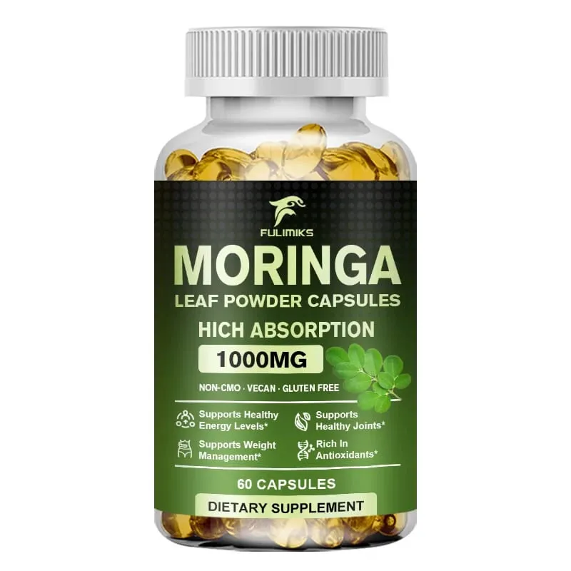 Natural Moringa 1000mg Supplement Supports Immune Defense Digestion Skin Joint Energy & Antioxidant Health