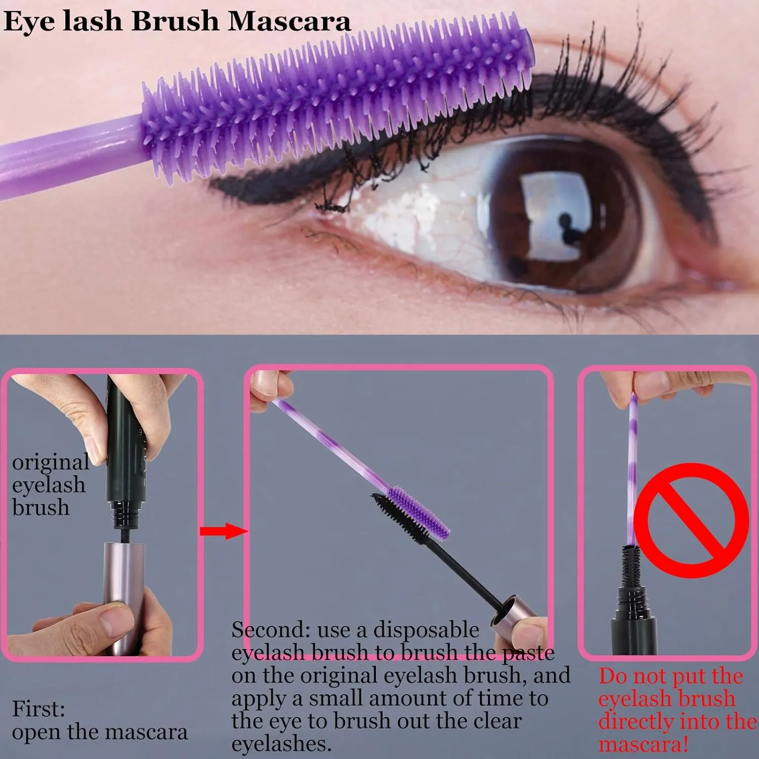 100PCS Eyelash Brush One-Off Disposable Eyelash Mascara Brushes Mascara Wands Disposable Lip Applicators liner Brushes Women — image 3