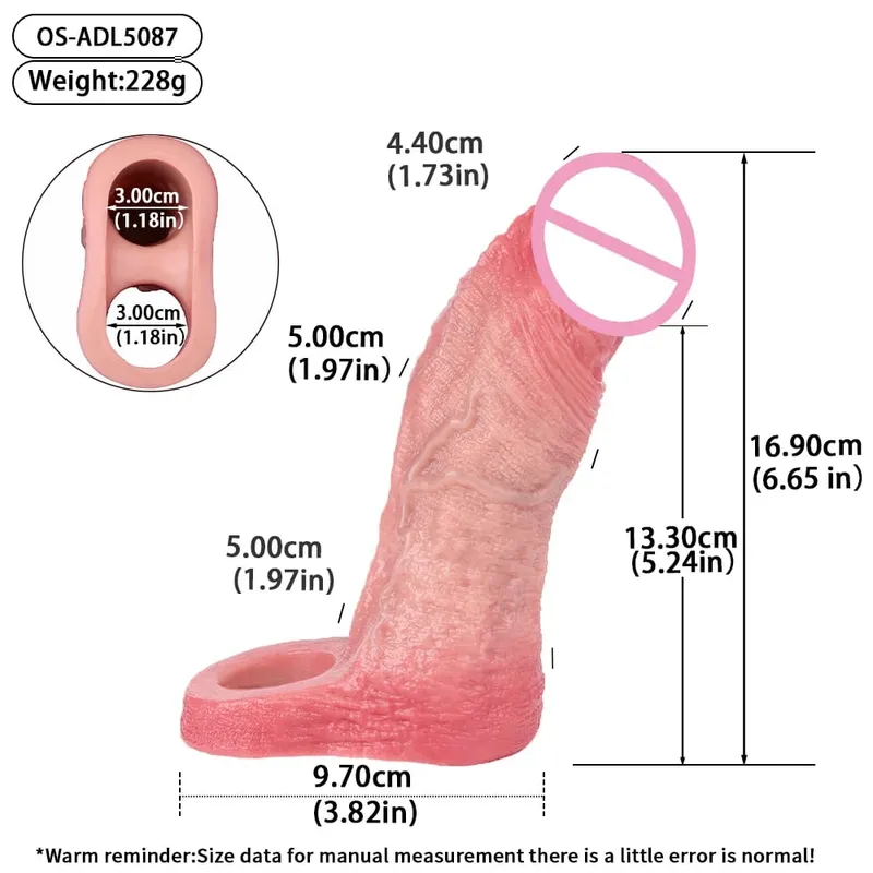 Penis Extender Device Cover Sleeve Girth Enhancement Pleasure Dildo Sheath Adult Sex Toys For Men Reusable Condom 18+