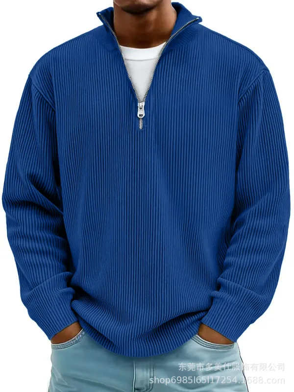 Panlalaking Autumn Winter Stand-Collar Zip-Up Sweatshirt Loose Long Sleeve Casual Daily Outdoor Fashion Trendy Panlalaking Panlabas na Kasuotan — image 5