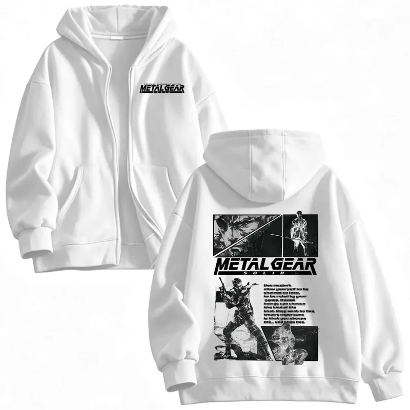 MGS1 METAL GEAR SOLID Raiden Solid Snake Zipper Hoodies Men's Women Clothing Fashion Zip Up Hooded Sweatshirts Jackets Coat