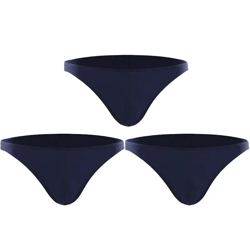 3PCS Summer narrow edge men sports breathable ice silk underpants thin sexy low waist tight seamless small triangle na pantalon — image 3