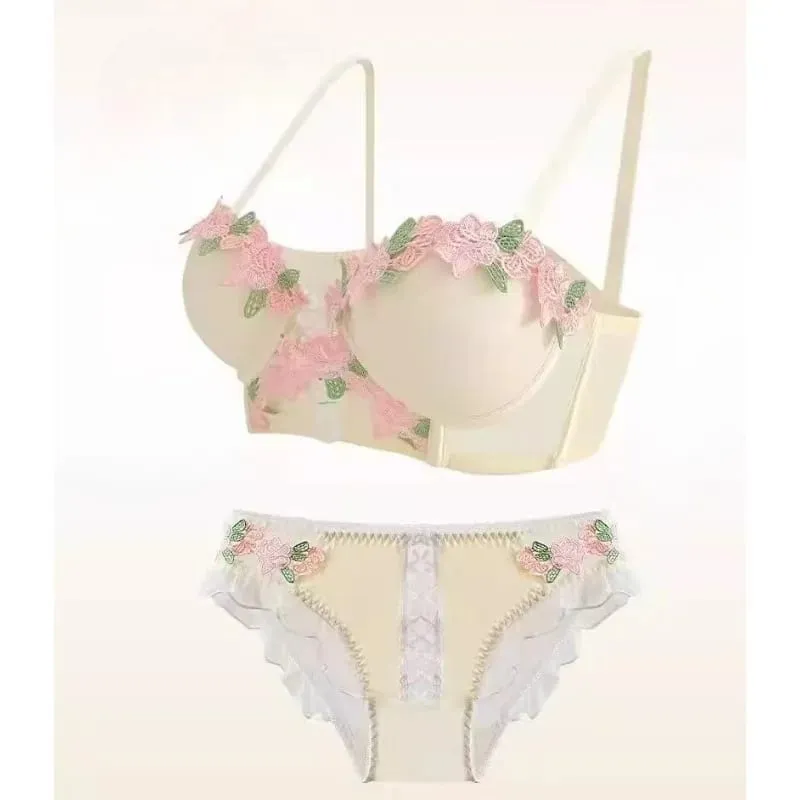 Japanese Sweet Sensual Bra Set Push Up for Small Breasts Lift & Gather Bigger Look Summer Light Soft Underwear Lingerie Set S-XL — image 5
