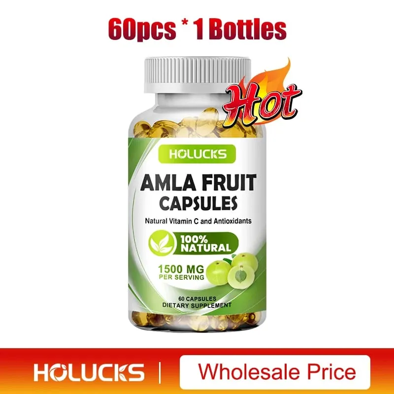 Natural Amla Capsules with High Potency Vitamin C Antioxidant Support Energy Metabolism Heart & Digestive Health