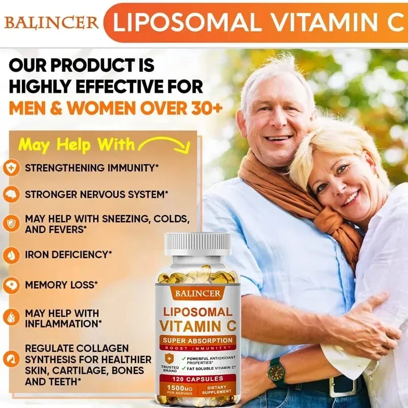 Lipozomal C Vitamini 1500mg Yüksek Emilim C Vitamini Bağışıklık Sistemi ve Kollajen Yüksek Potansiyelli Yağda Çözünür Askorbik Asit Takviyesi — image 6