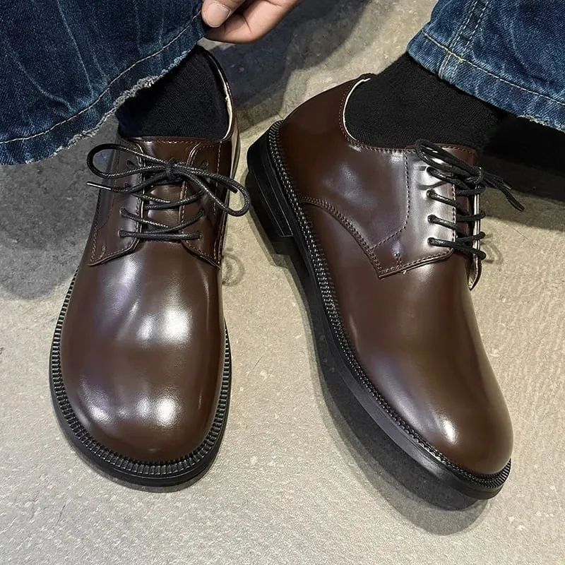 Zapatos Derby con Cordones y Punta Redonda para Hombres, Zapatos Retro Simples Antideslizantes, Transpirables, cómodos y a la Moda — image 2
