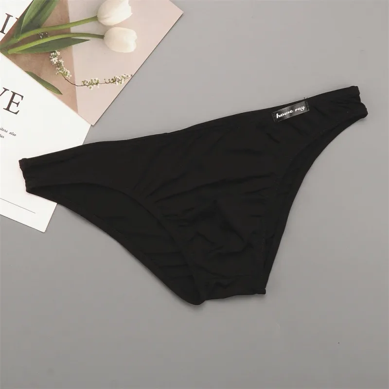 Thin Ice Silk Low Waist Men Briefs Solid Color Semi Transparent Underwear Plus Size Bulge Pouch Smooth Breathable Soft Panties — image 3
