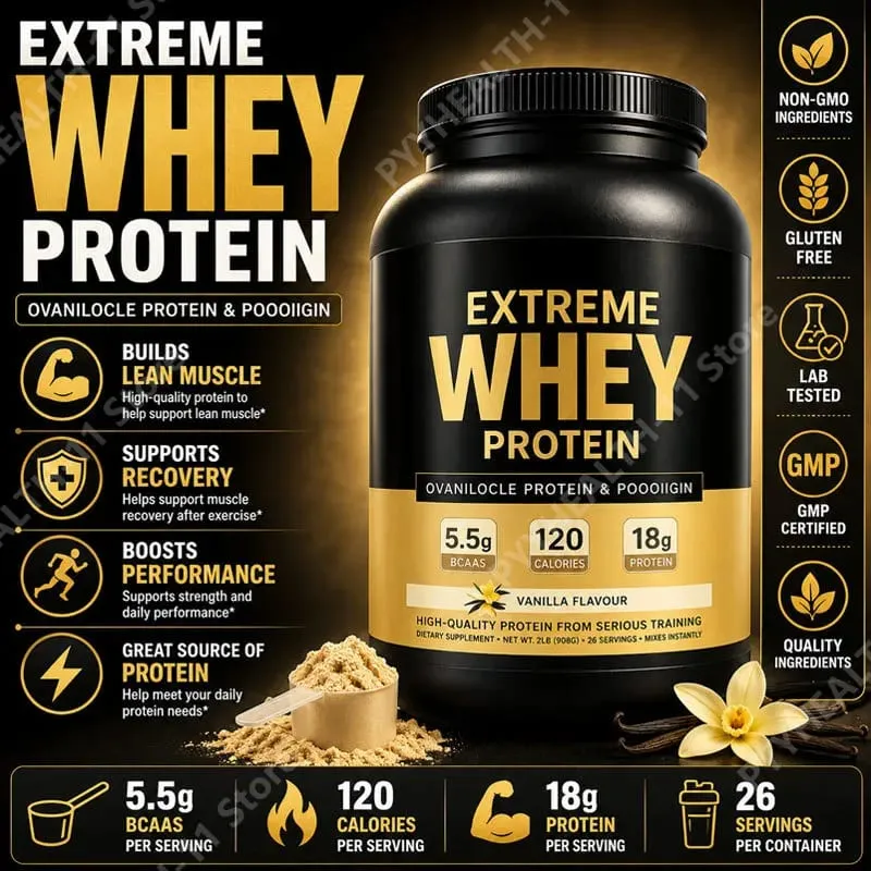 Vassleproteinpulver White Mass Gainer Muskeltillskott Muskeltillväxt Sport Hälsostöd för gym Vaniljsmak 1000g — image 2