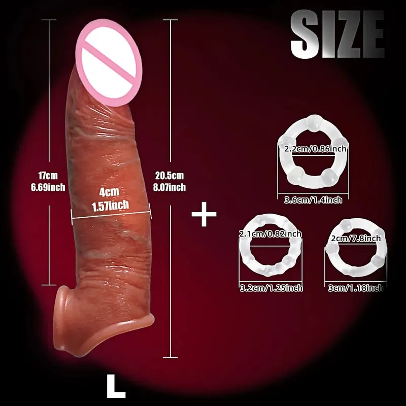Preservativo realista de pênis de 8 polegadas, brinquedos sexuais para homens, preservativo de silicone reutilizável, extensor de pênis, casais masculinos, brinquedos adultos — image 10