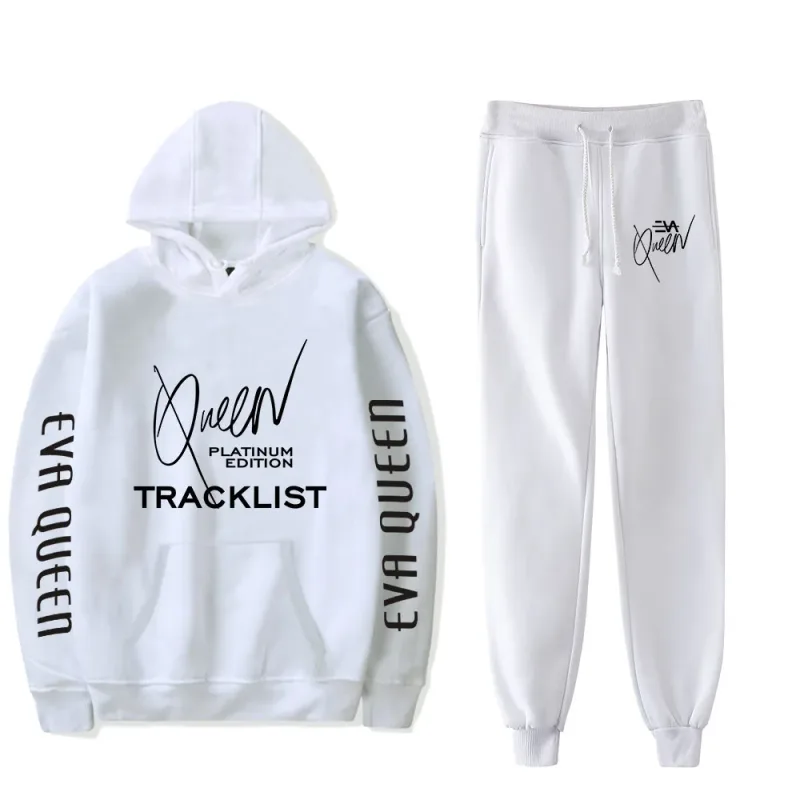 Hip Hop Bekväm Eva Queen Print Sweatshirt Träningsbyxor Kostym Huvtröjor+ Byxor Kostym Pojkar/Flickor 2-delat set Kläder — image 3