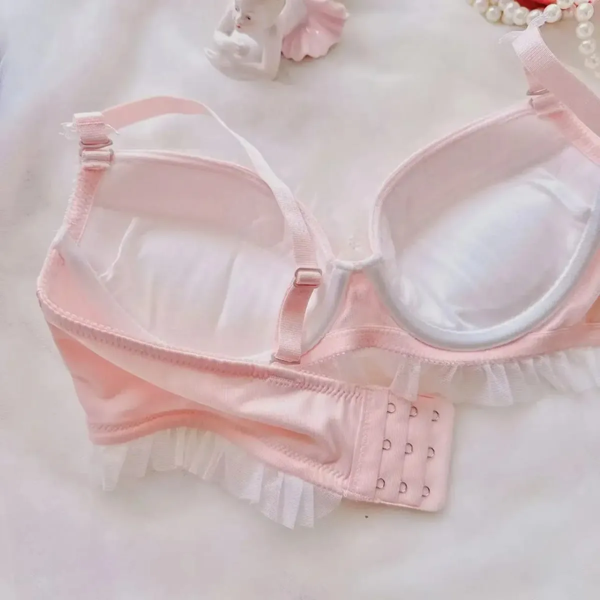 Sexy Lace Bra Set Water-soluble Lace Cute College Style Underwear for Women Daily Wear — image 3
