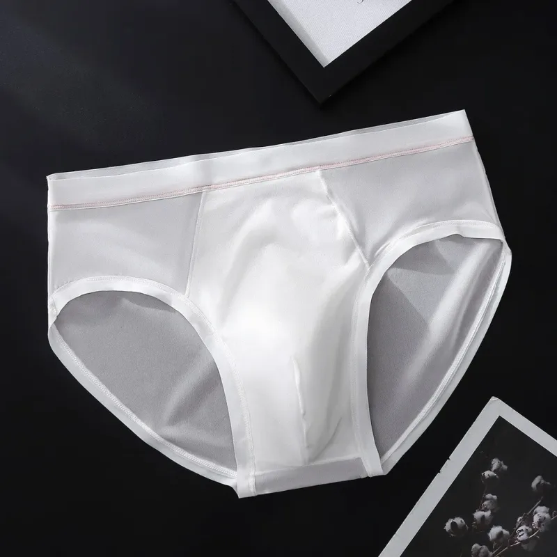 Men's Seamless Ice Silk Briefs Underwear Bulge Pouch Solid Breathable Panties Sexy U Convex Pouch Lingerie Underpants — image 2