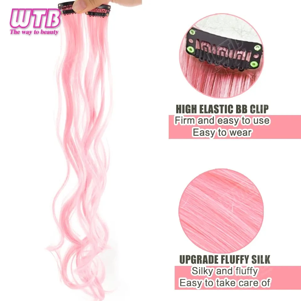 WTB Colored Synthetic Hair Extensions with BB Clip Style Curly Hair Extensions Suitable for Women to Wear During Holidays Events