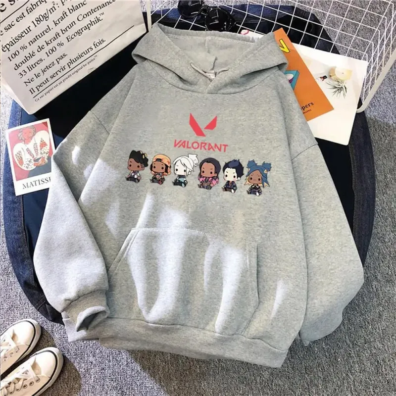 Valorant Anime 2D 프린트 남성 코튼 까마귀 캐주얼 오버 사이즈 풀오버 인기 streetwear 패션 운동복 트렌드 남성 의류 — image 2