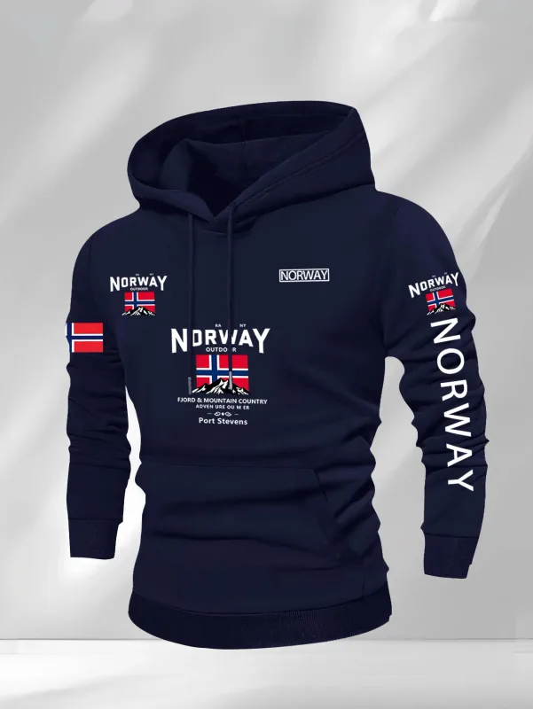 Norwegian Print Fashion Men Women Hooded Sweatshirt Autumn Winter Daily Outdoor Vacation Fitness Casual Loose Warm Sportswear — image 6