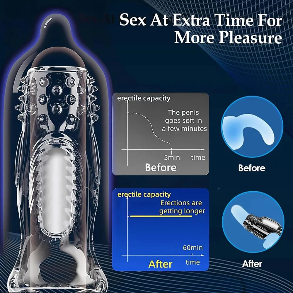 Extensões de manga para pênis, preservativo masculino, atraso na ampliação, vibradores, massageador de clitóris, anel peniano vibratório, brinquedos sexuais para homens — image 5
