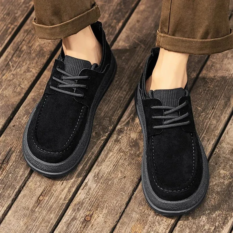 Autumn Wide Toe Spring New Men's Cowhide Fashion Versatile Single Short Boots Soft Leather Men's Boots Zapatillas De Deporte — image 4